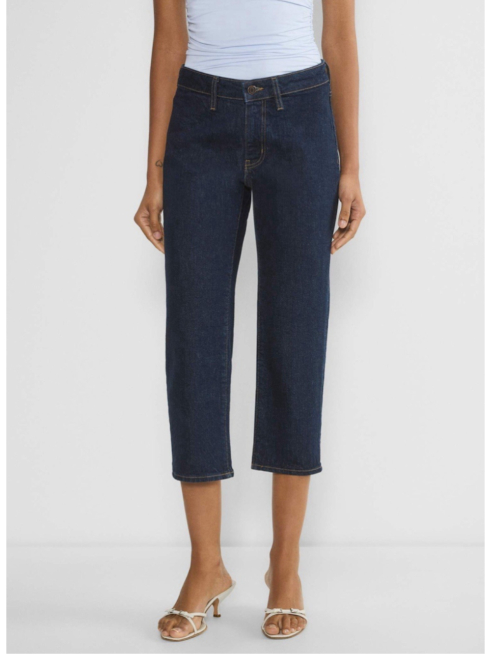 Aritzia Wilfred Liliana Capri Cropped Jeans Dark Wash Bareback Mid Rise 30x22